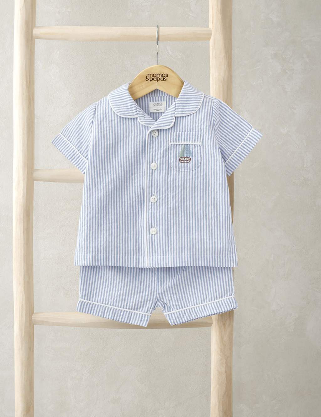Mamas & Papas Boys Pure Cotton Striped Pyjamas (3-36 Mths) - 12-18 - Blue Mix, Blue Mix