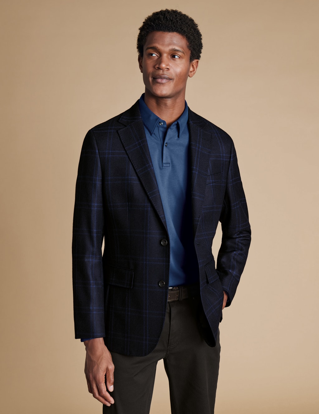Slim Fit Pure Wool Check Suit Jacket