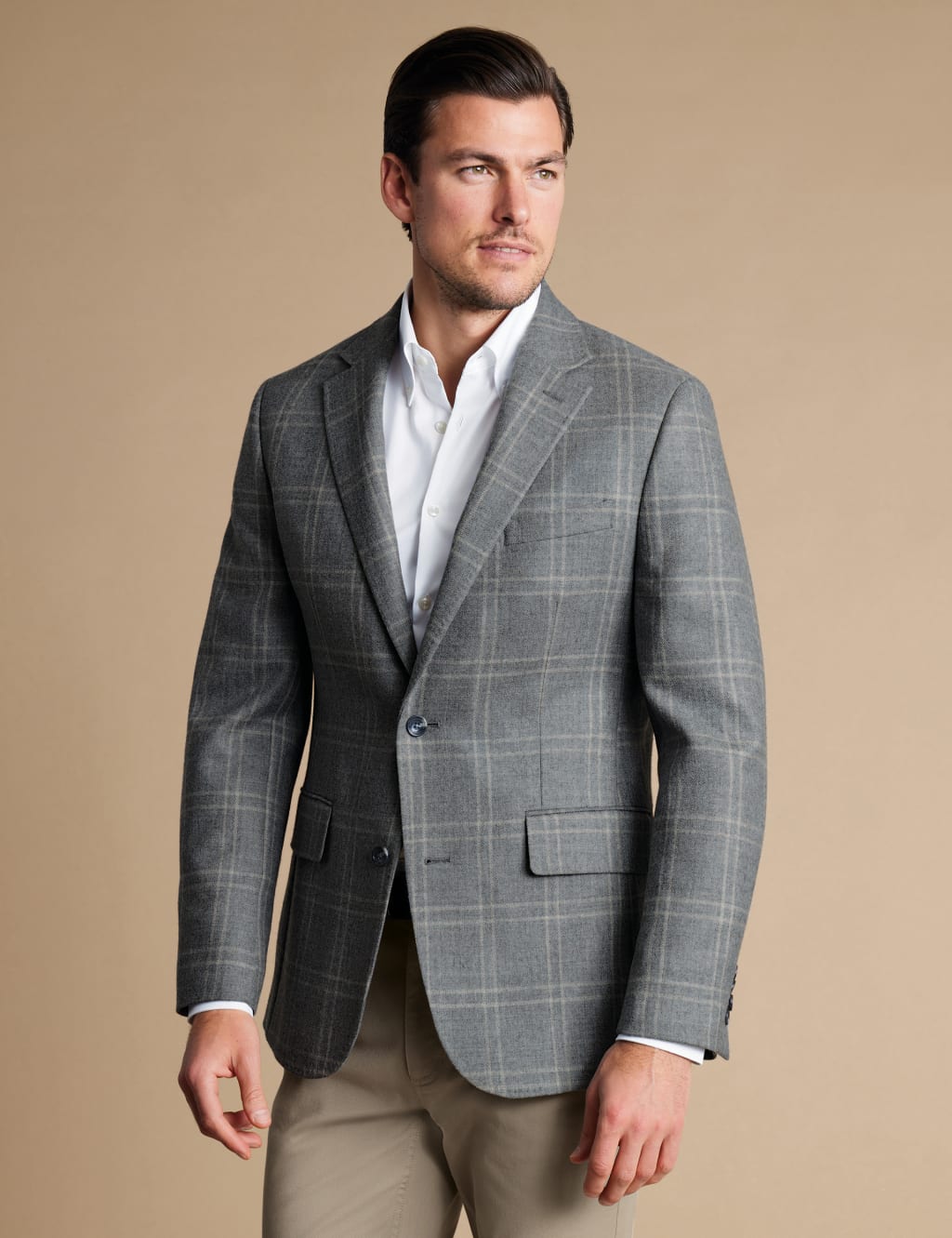 Slim Fit Pure Wool Check Suit Jacket