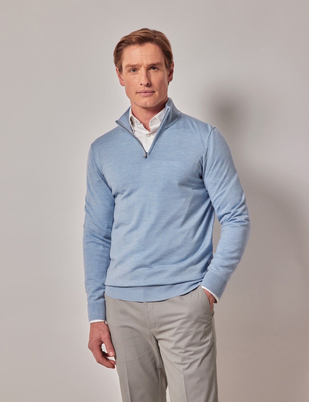 Pure Wool Half Zip Jumper