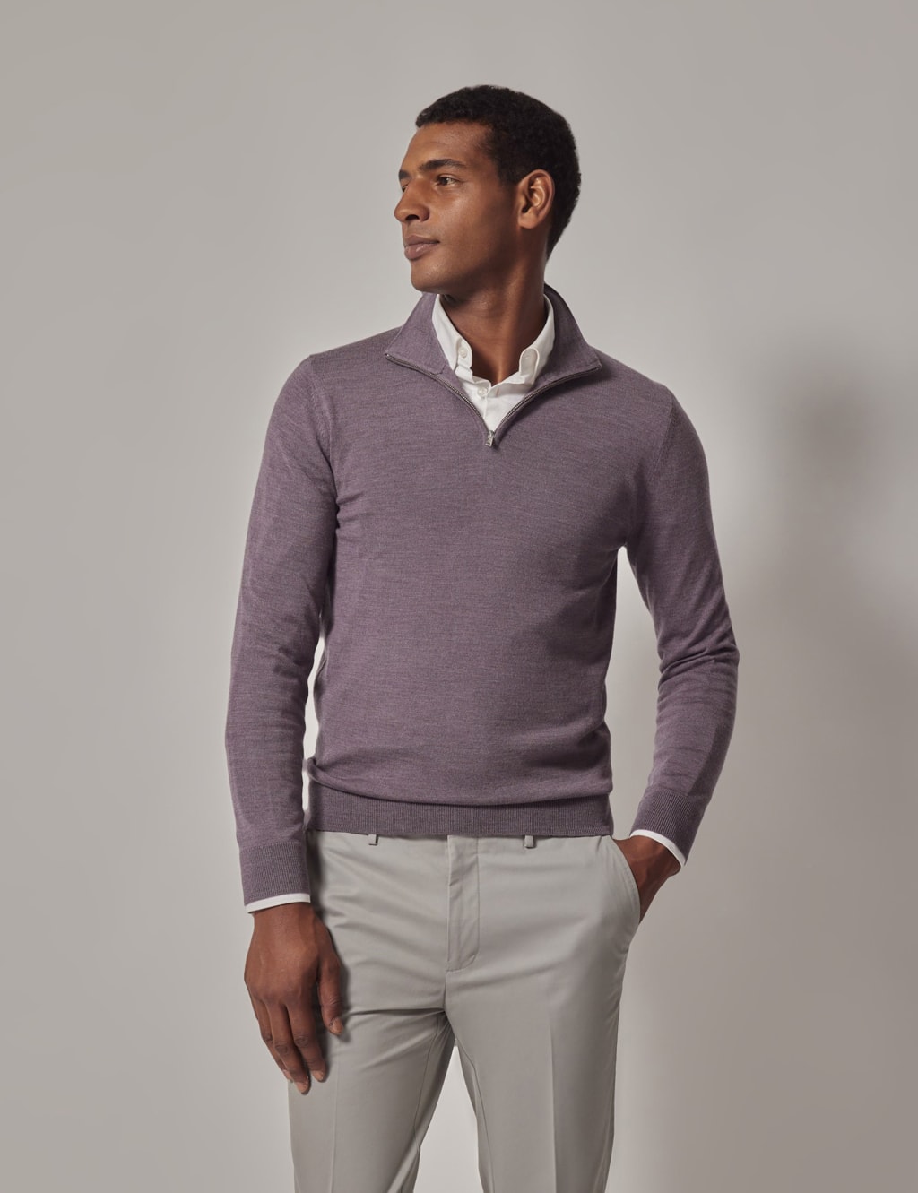 Pure Wool Half Zip Jumper