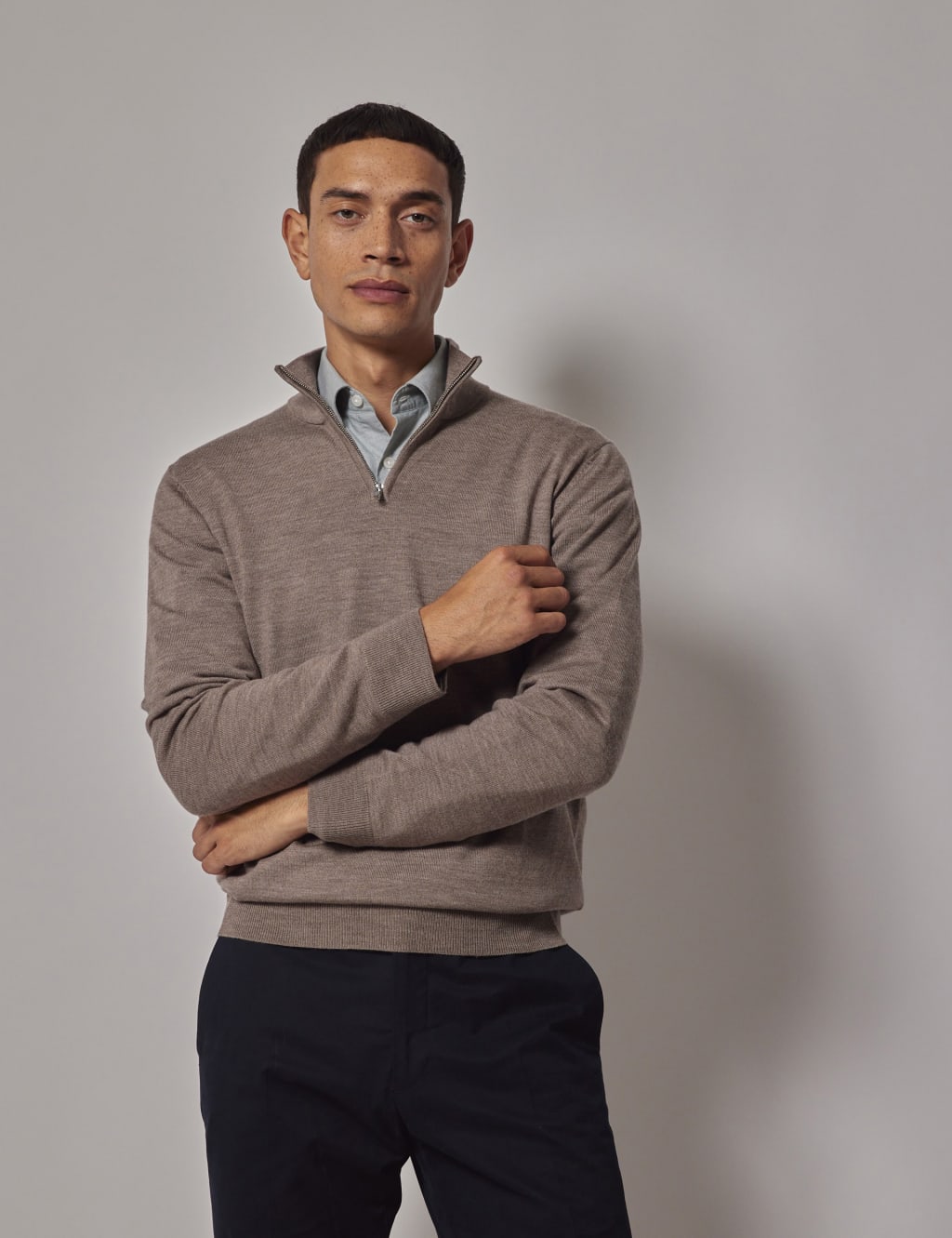 Pure Wool Half Zip Jumper