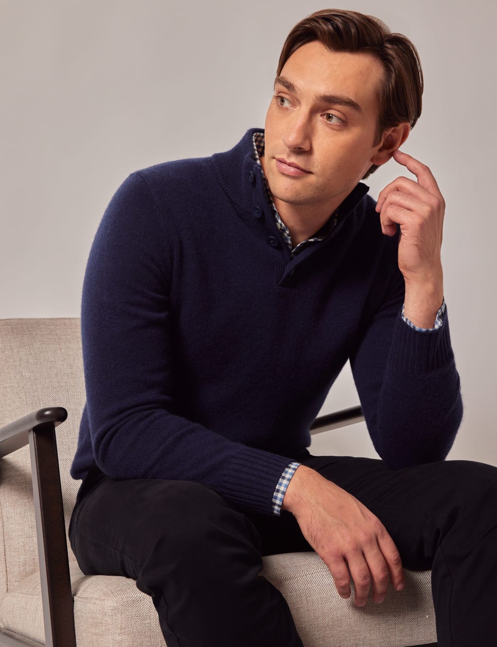 Pure Lambswool Half Button Jumper