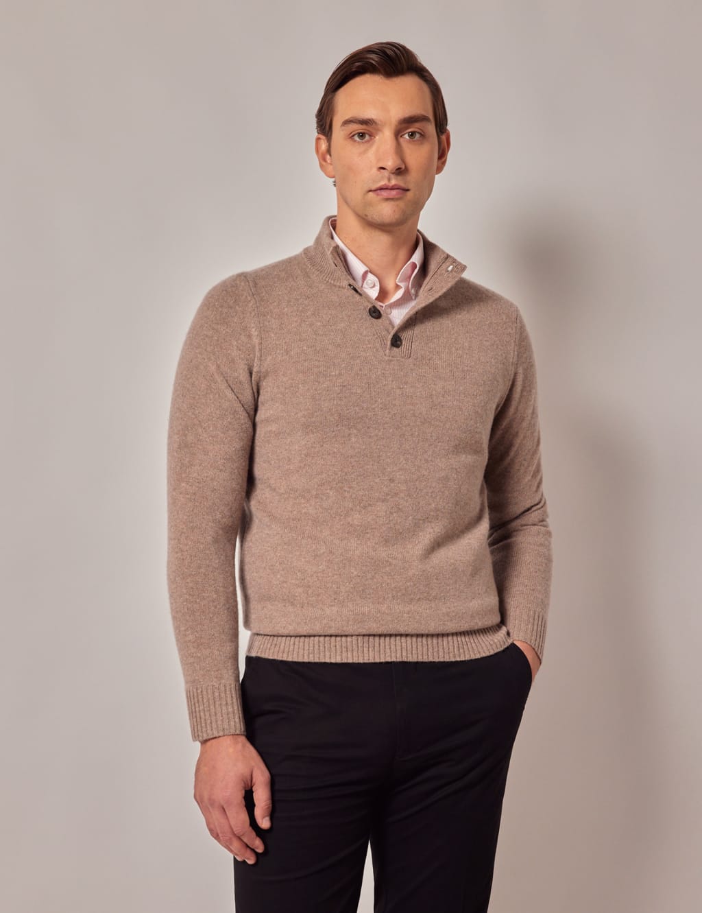Pure Lambswool Half Button Jumper