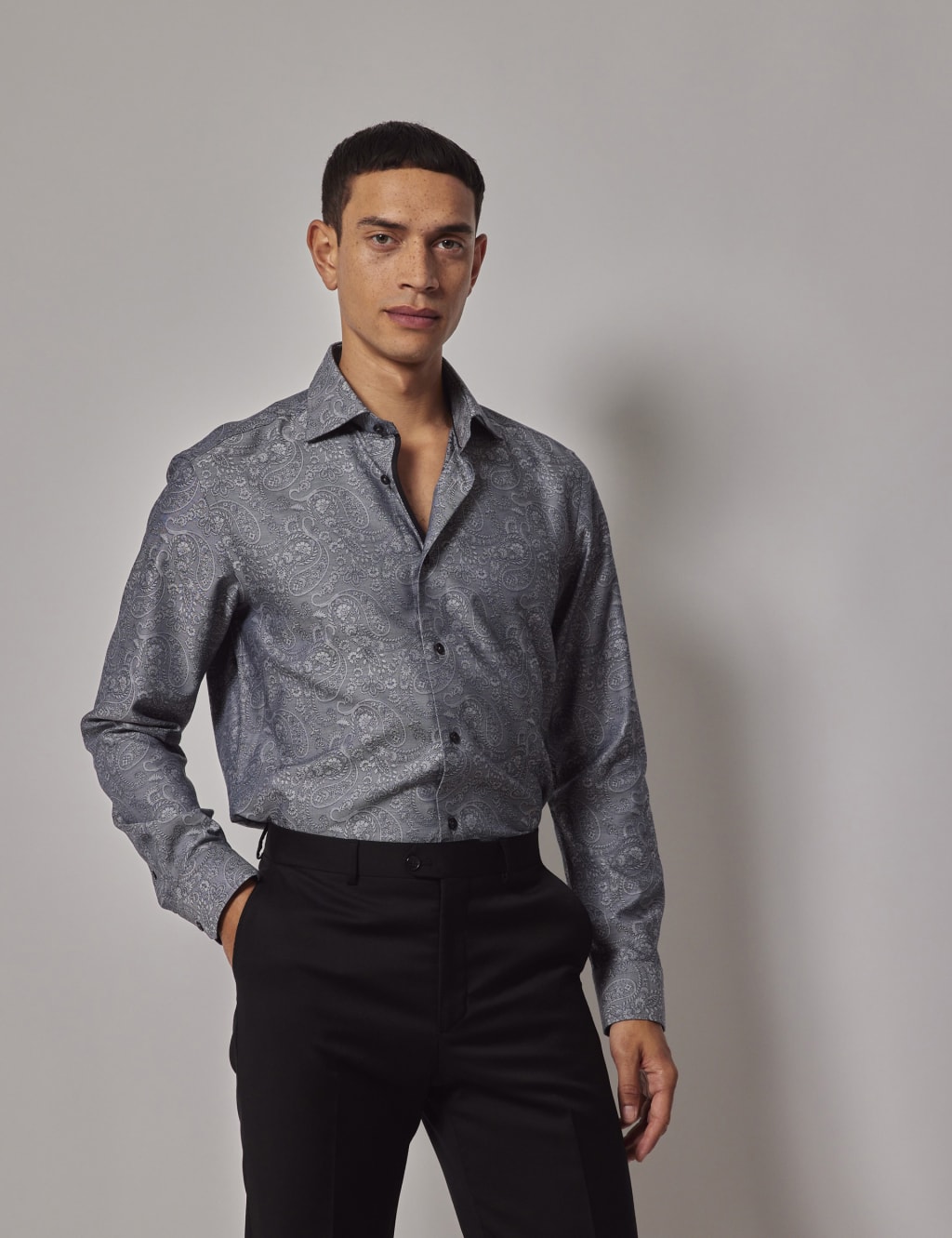 Pure Cotton Jacquard Paisley Shirt
