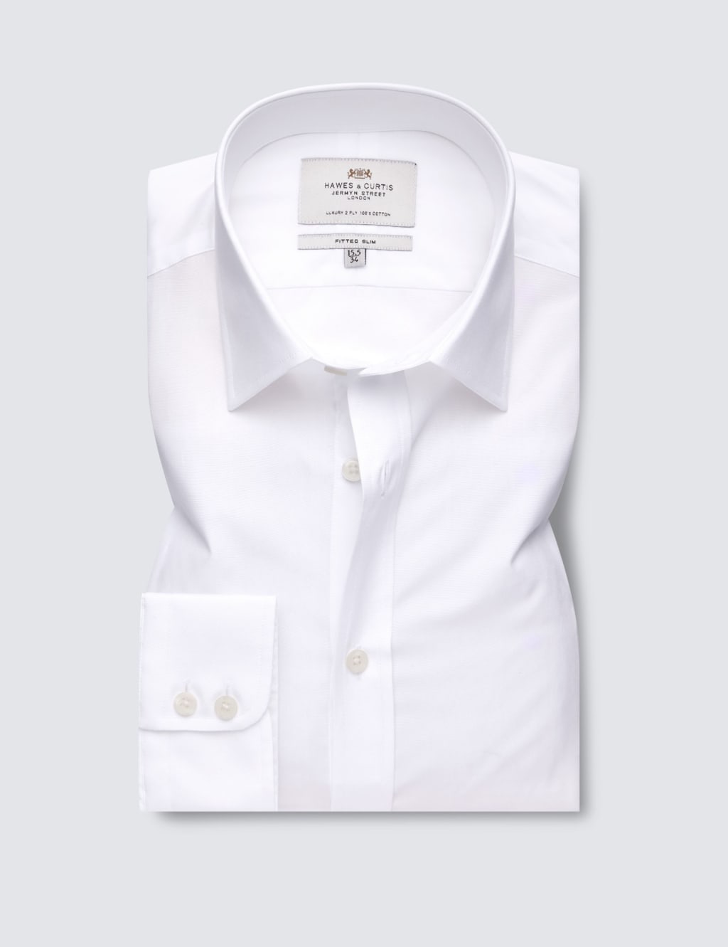 Hawes & Curtis Men's Fitted Slim Easy Iron Pure Cotton Shirt - 16.5/34 - White, White