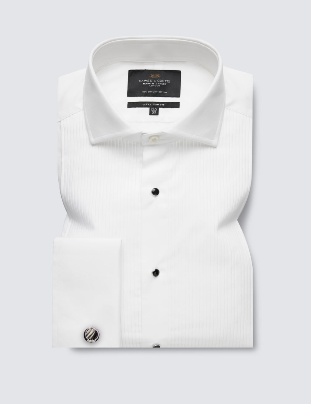 Hawes & Curtis Men's Extra Slim Fit Easy Iron Pure Cotton Dinner Shirt - 16.5/34 - White, White