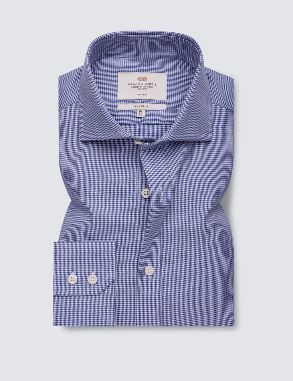 Hawes & Curtis Men's Classic Fit Non Iron Pure Cotton Check Shirt - 17/36 - Navy Mix, Navy Mix