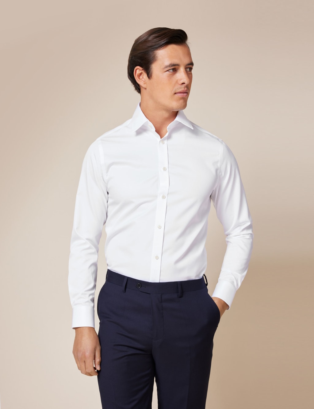 Hawes & Curtis Men's Slim Fit Non Iron Pure Cotton Twill Shirt - 16½/36in - White - Available at M&S