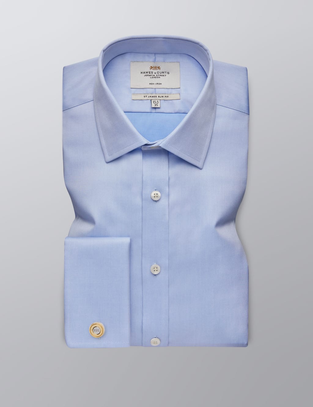 Hawes & Curtis Men's Slim Fit Non Iron Pure Cotton Twill Shirt - 16.5/36 - Blue, Blue,White
