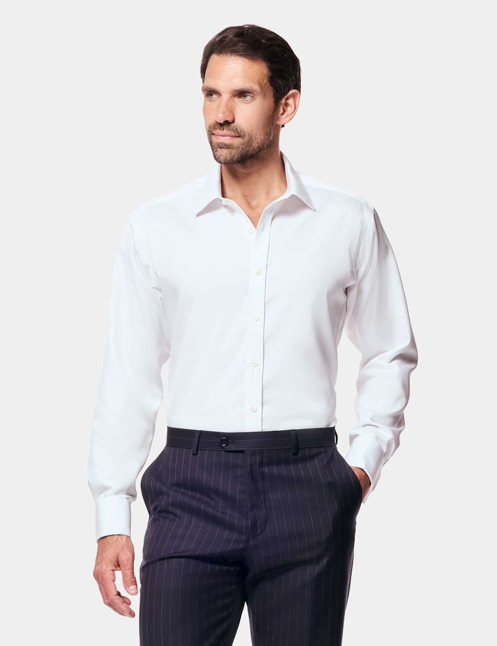 Hawes & Curtis Men's Slim Fit Non Iron Pure Cotton Twill Shirt - 16½/36in - White - Available at M&S