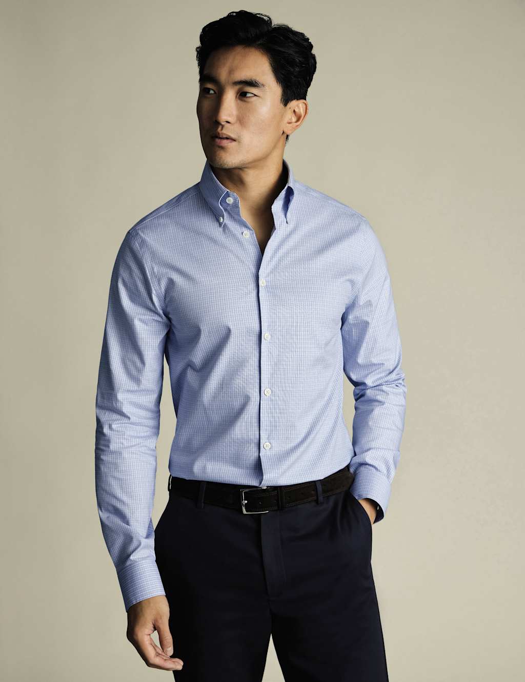 Slim Fit Pure Cotton Check Oxford Shirt