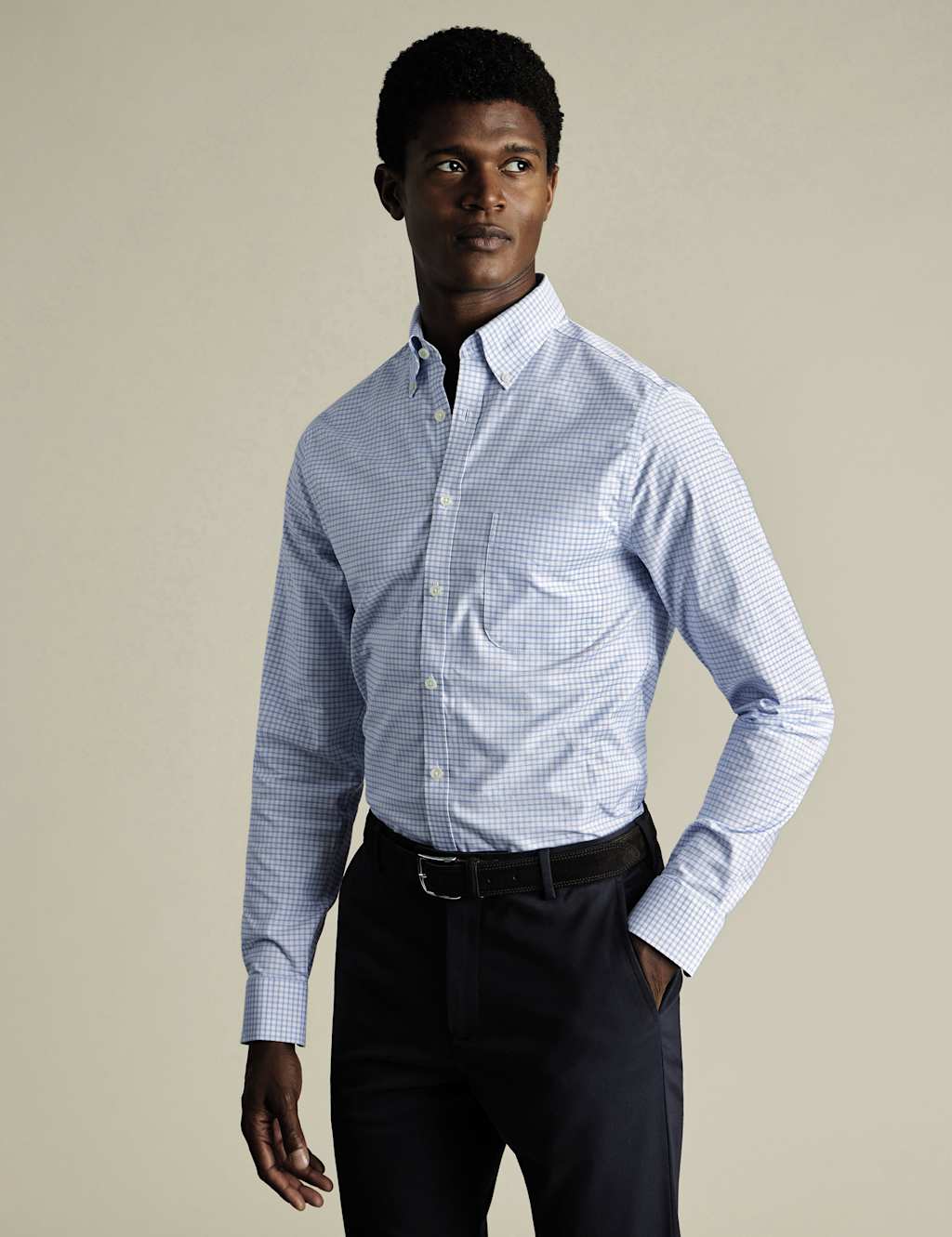 Non Iron Regular Fit Check Oxford Shirt