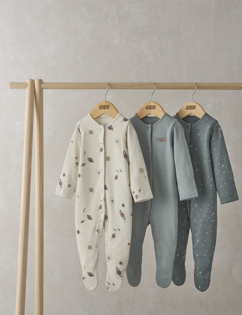 3pk Pure Cotton Planet Sleepsuits (0-24 Mths)