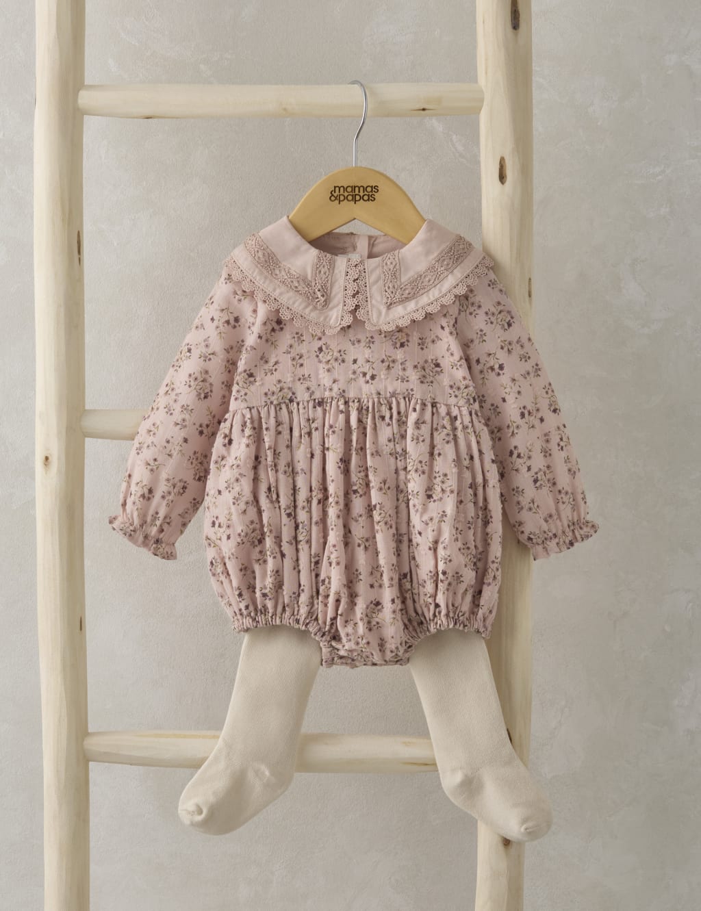 Cotton Rich Floral Romper with Tights (0-24 Mths)