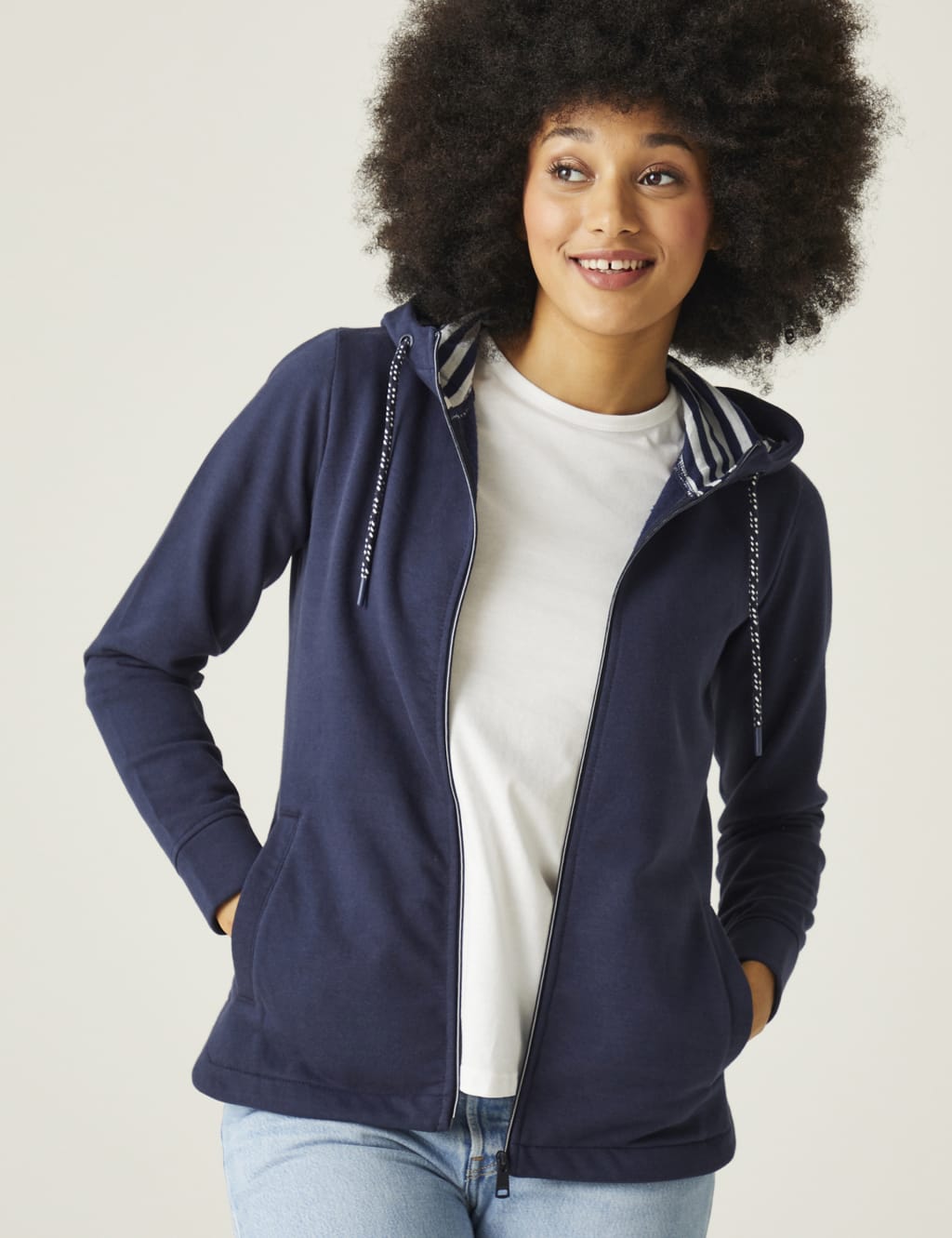 Bayletta Cotton Rich Striped Zip Up Hoodie