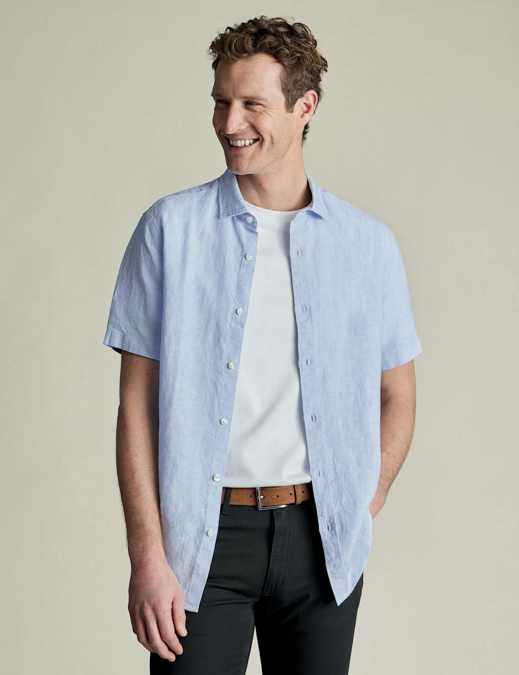 Slim Fit Pure Linen Short Sleeve Shirt