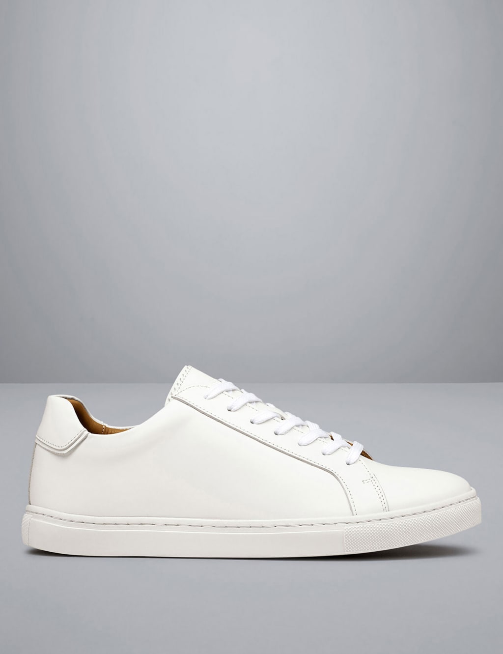 Charles Tyrwhitt Men's Leather Lace Up Trainers - 9 - White, Tan,Navy,Brown,White