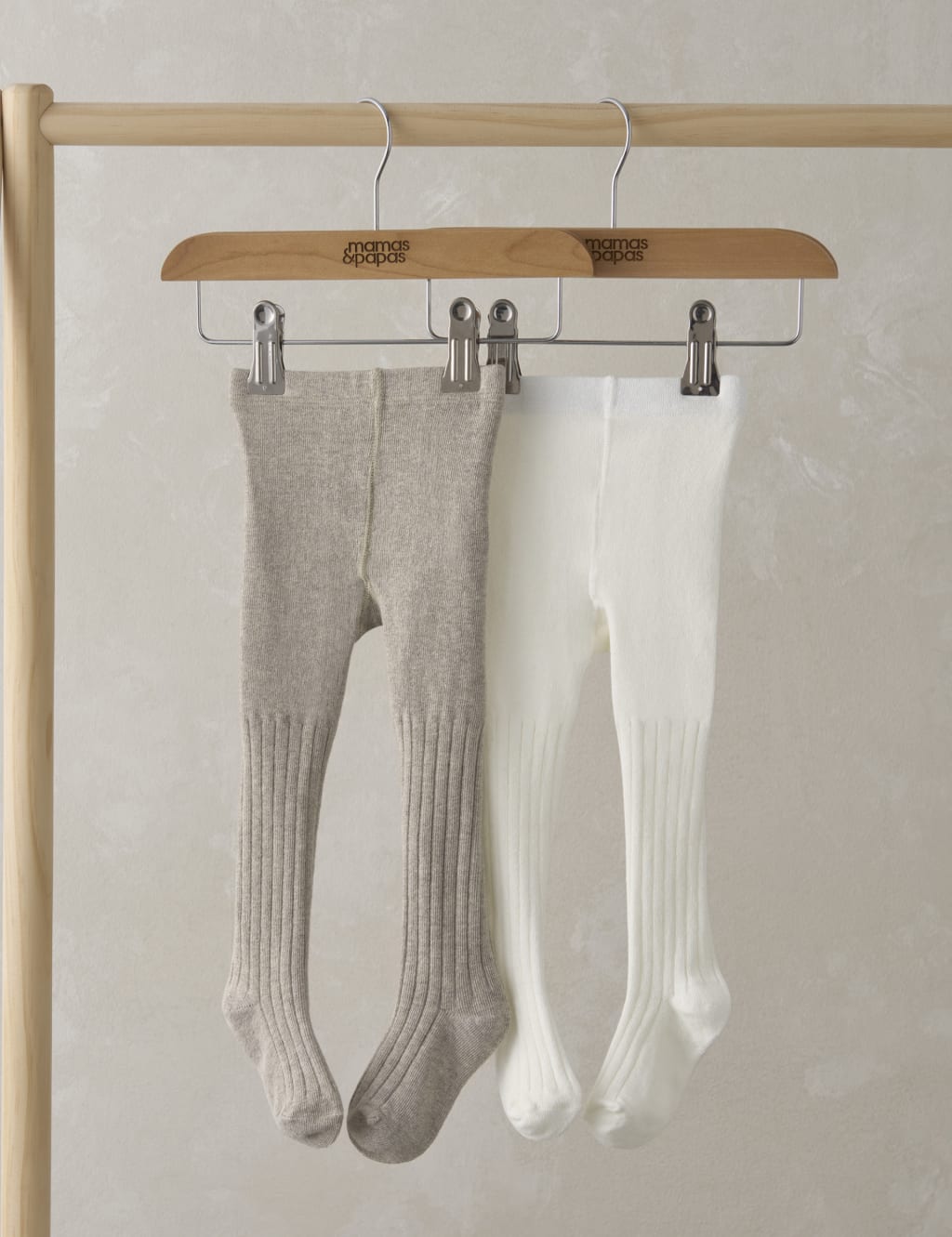 2pk Cotton Rich Ribbed Tights (0-3 Yrs)