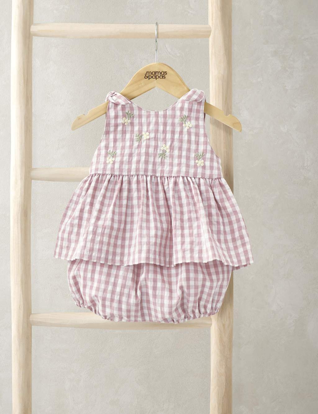 Mamas & Papas Girls 2pc Cotton Blend Check Top & Bottom Outfit (0-3 Yrs) - UT1M - Pink Mix, Pink Mix