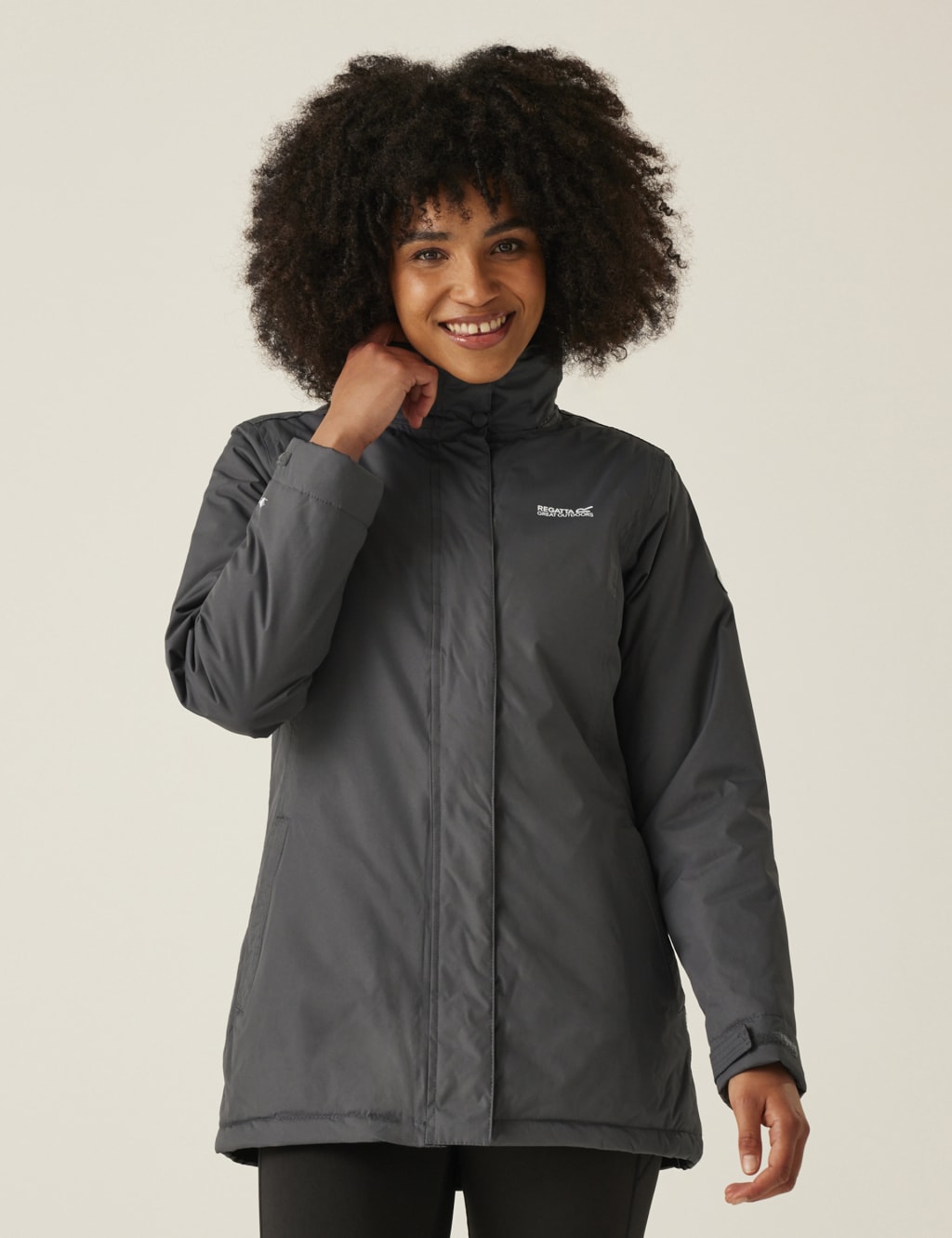 Regatta Women's Blanchet II Hooded Rain Jacket - 8 - Grey, Grey,Red,Navy,Blue