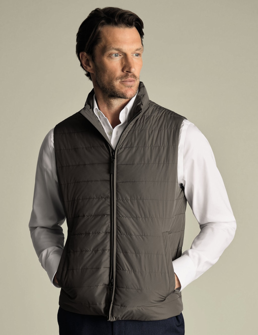 Charles Tyrwhitt Lightweight Quilted Gilet Brown