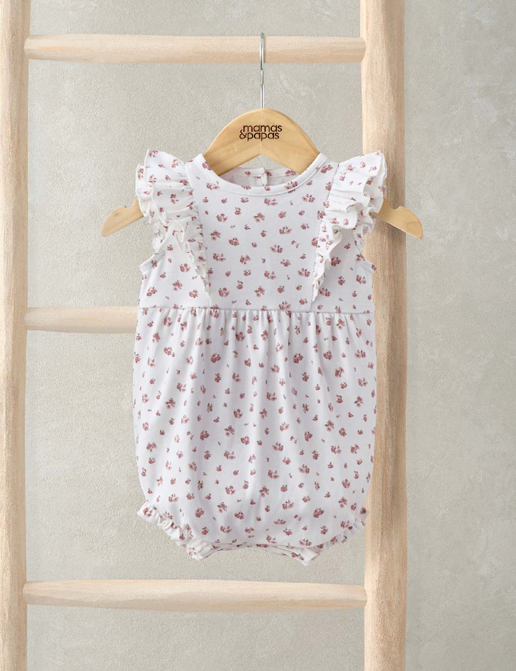 Pure Cotton Floral Frill Romper (0-12 Mths)