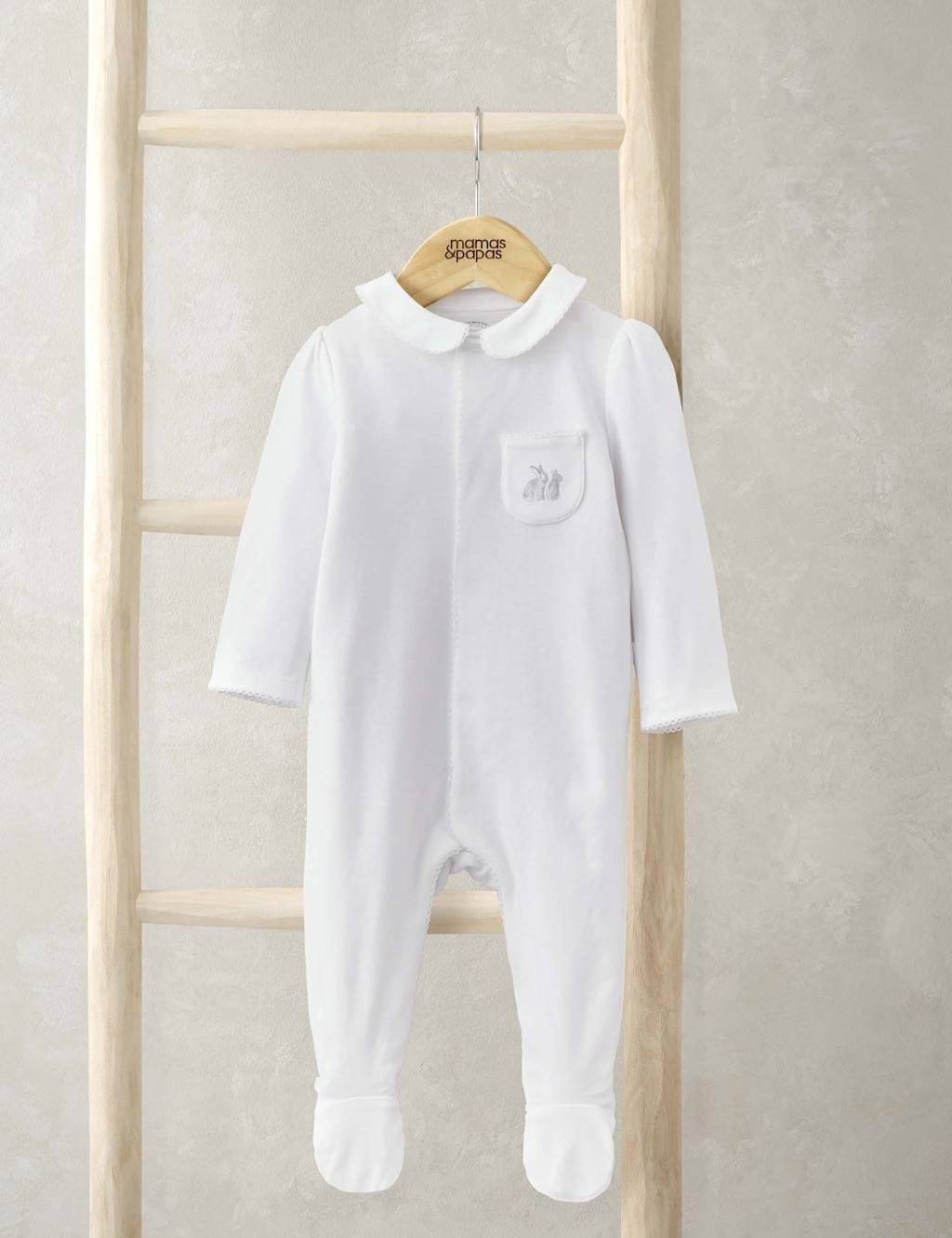 Pure Cotton Rabbit Collared Sleepsuit (0-6 Mths)