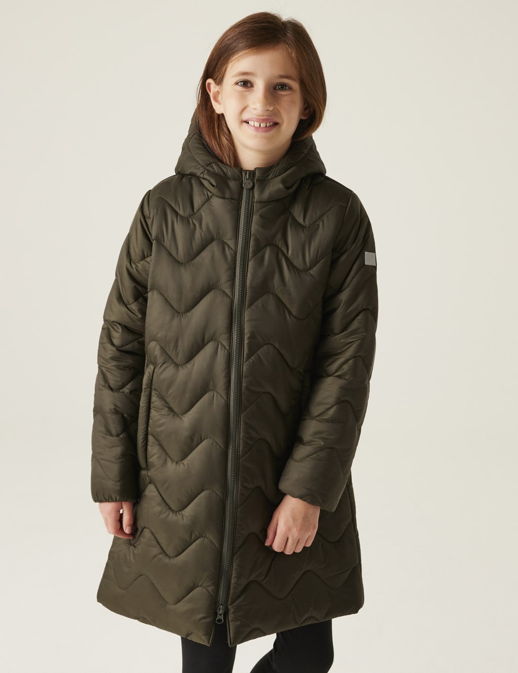 Regatta Girls Cambrie Hooded Padded Coat (3-14 Yrs) - 13Y - Green Mix, Navy,Green Mix
