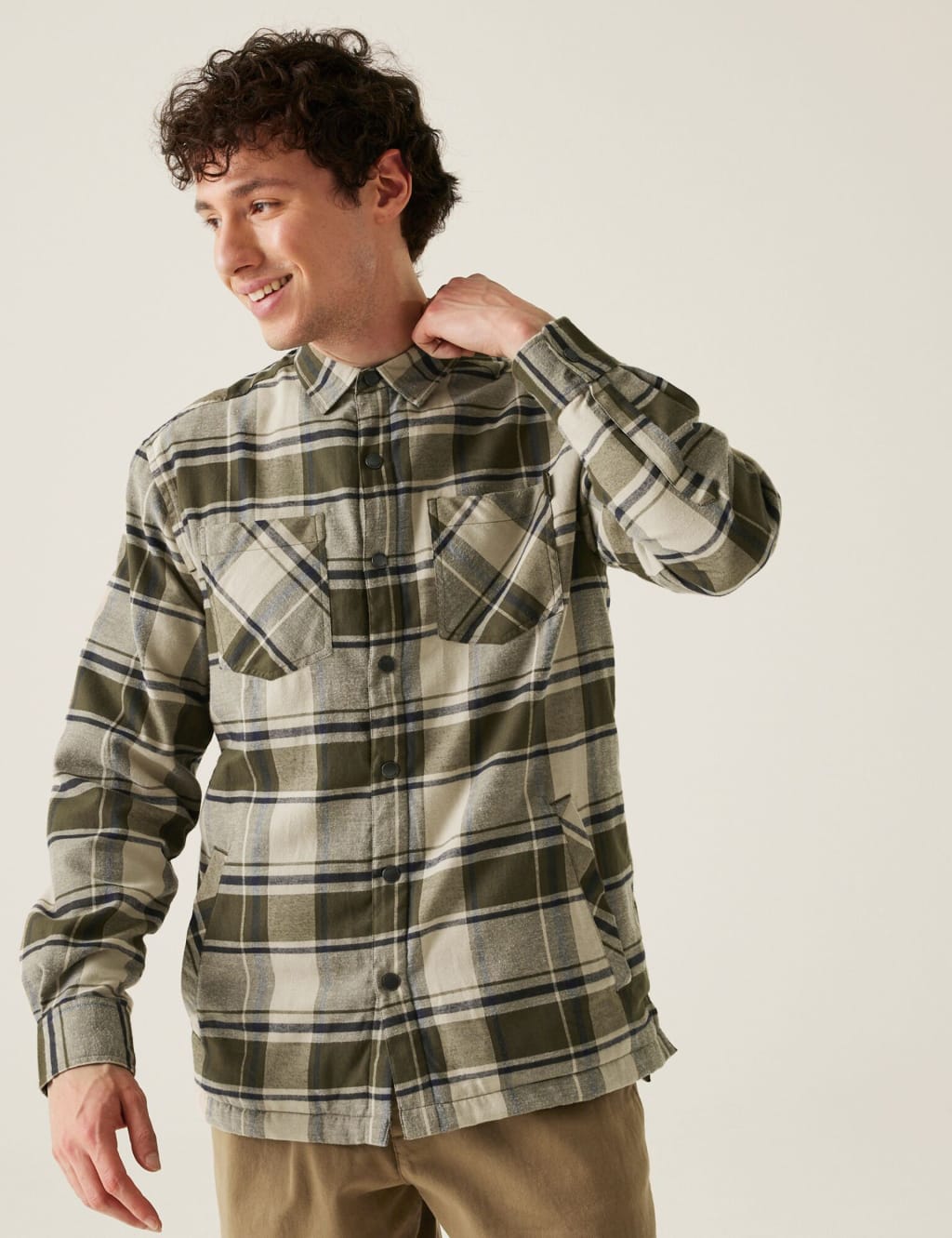 Thamos Cotton Blend Check Flannel Overshirt