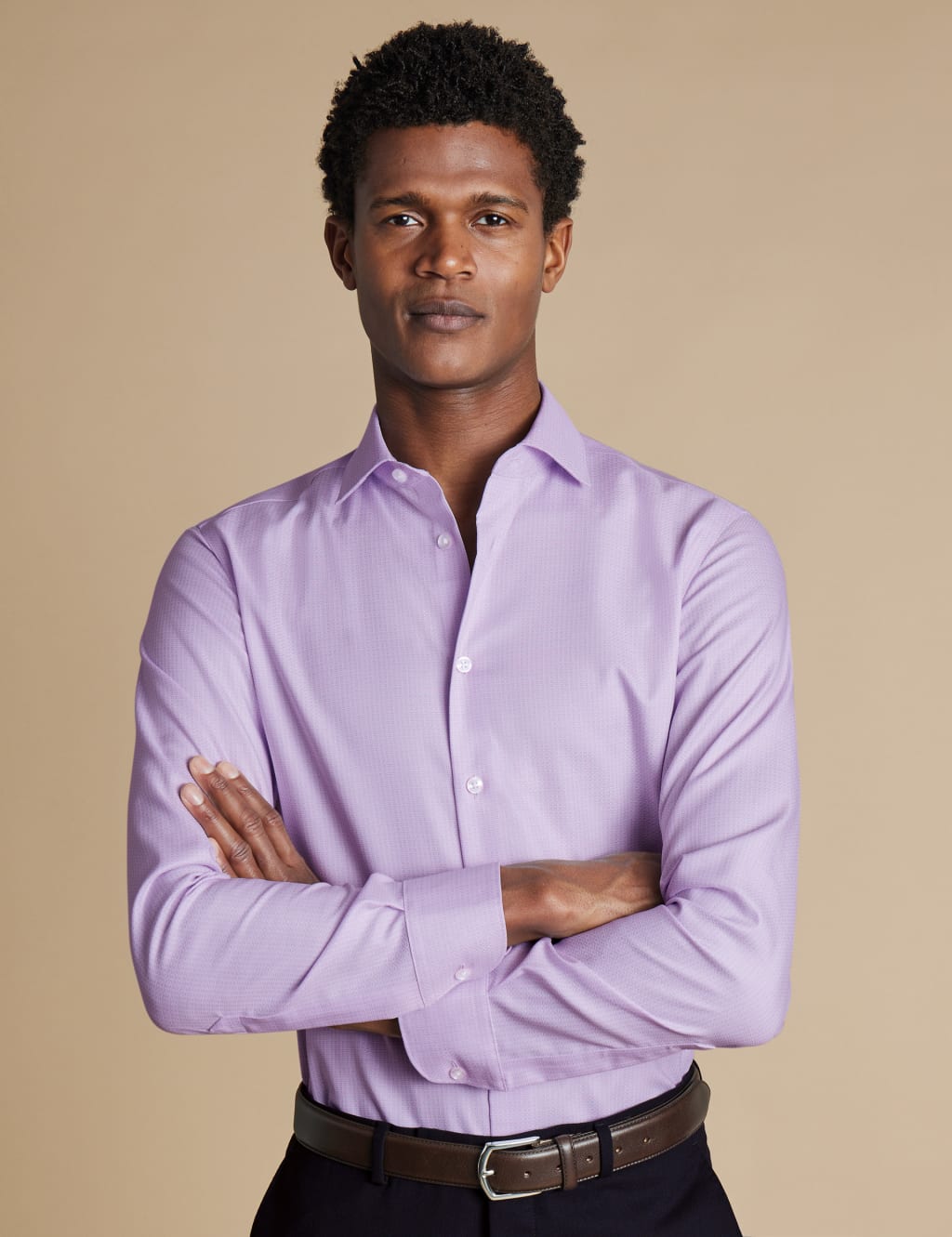 Slim Fit Non Iron Pure Cotton Textured Shirt