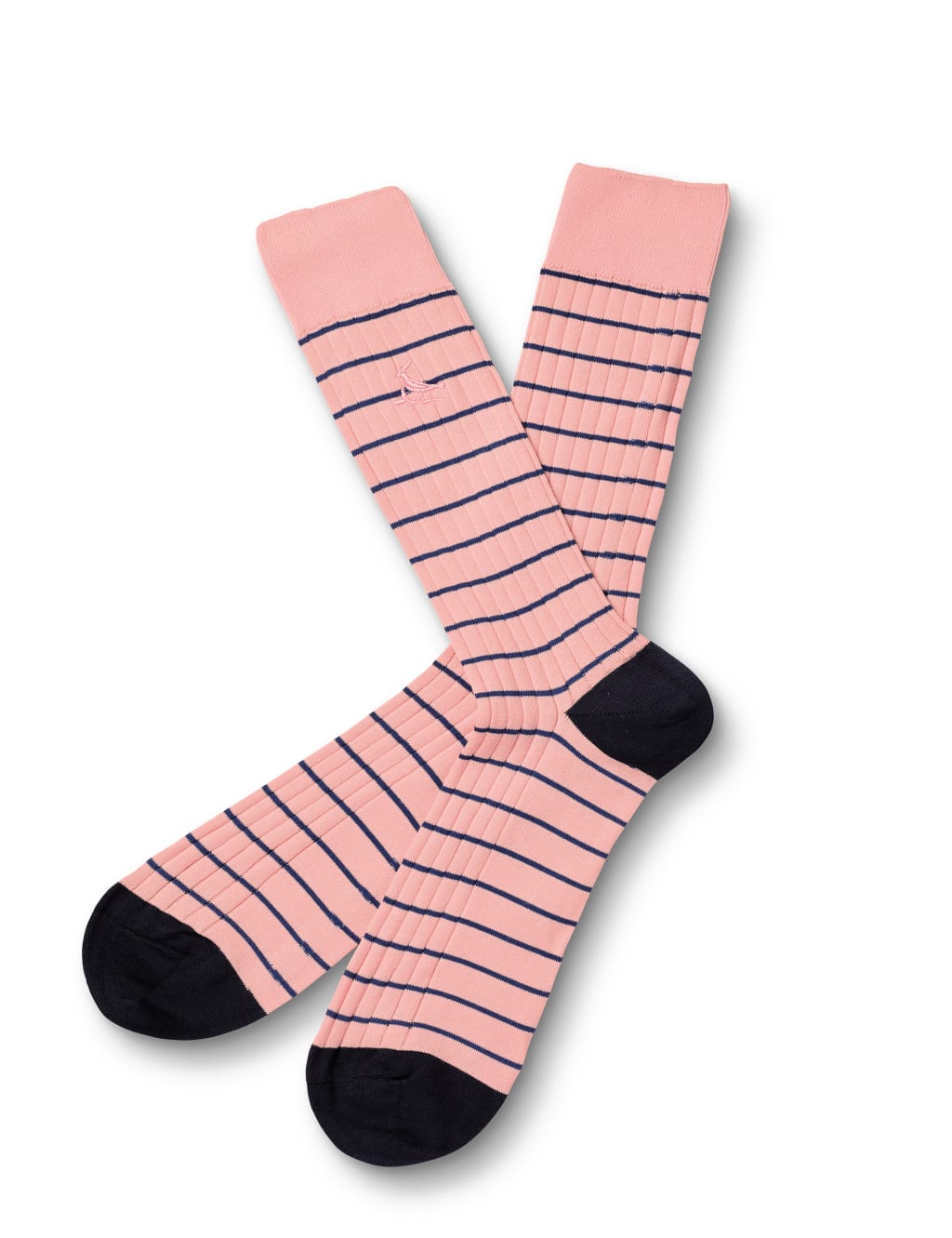Charles Tyrwhitt Men's Striped Cotton Rich Ribbed Socks - M - Pink Mix, Pink Mix