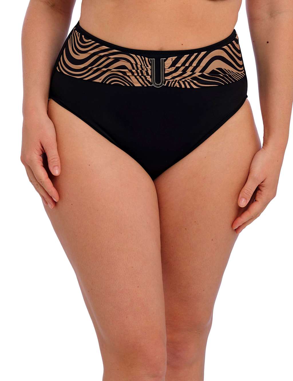 Fantasie Pemba Island High Waisted Bikini Bottoms Black/Brown