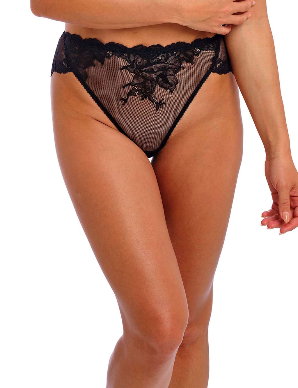 Wacoal Vivid Attraction Mesh & Lace High Leg Knickers Black