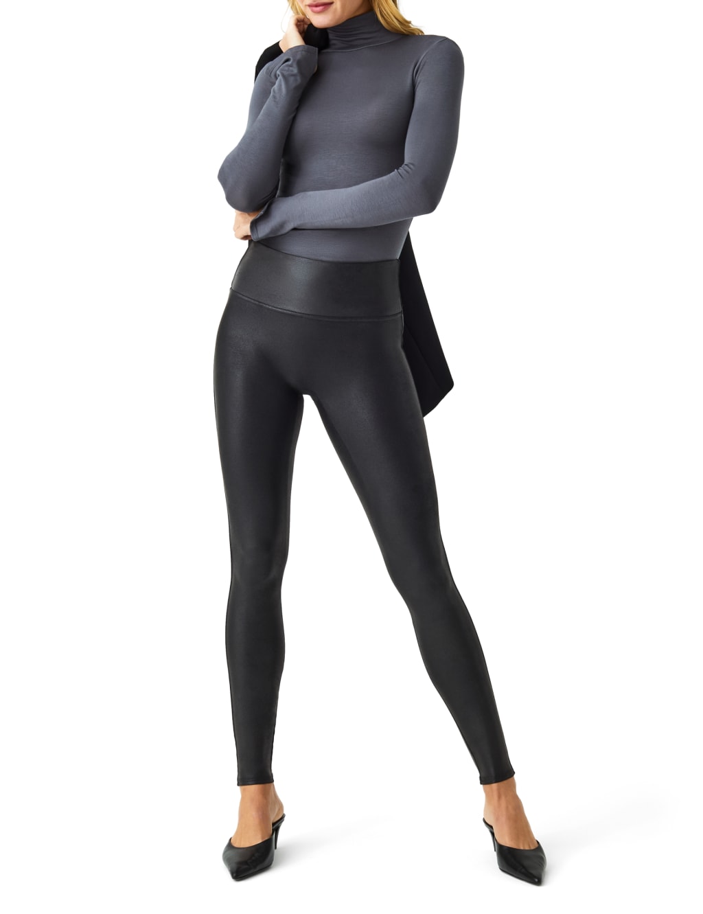 Shaping Faux Leather Leggings