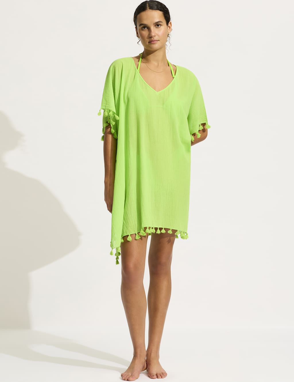 Amnesia Pure Cotton Tassel Beach Cover Up Kaftan