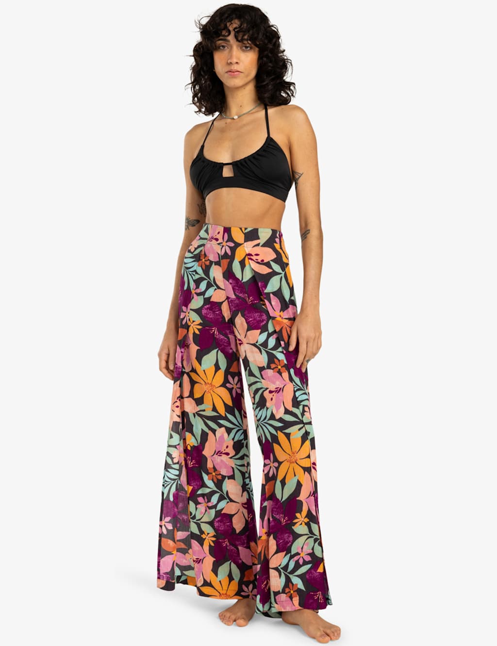 Split Spirit Floral Split Front Beach Trousers