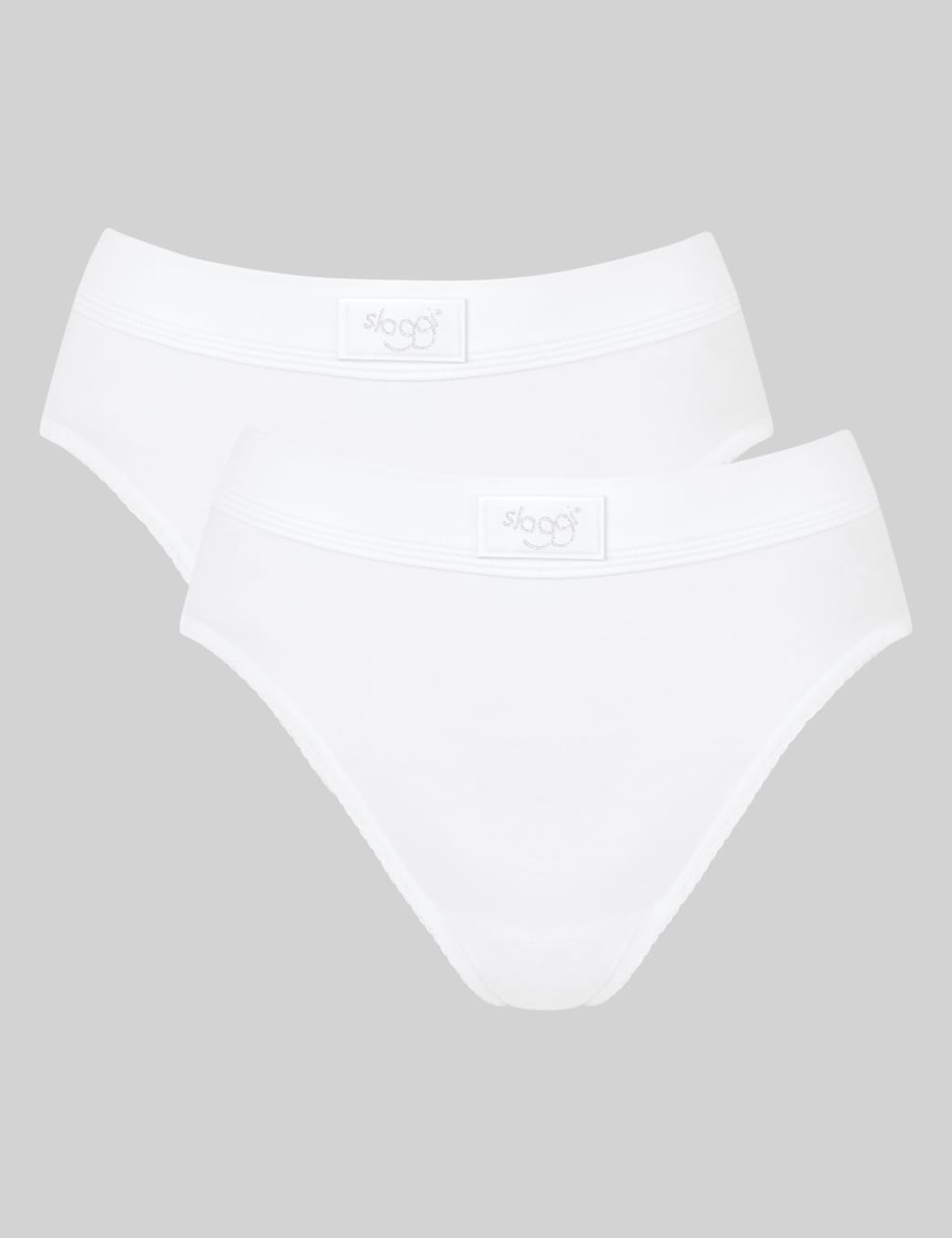 Sloggi Women's 2 Pack Double Comfort Cotton High-Leg Briefs - 20 - White, White,Black