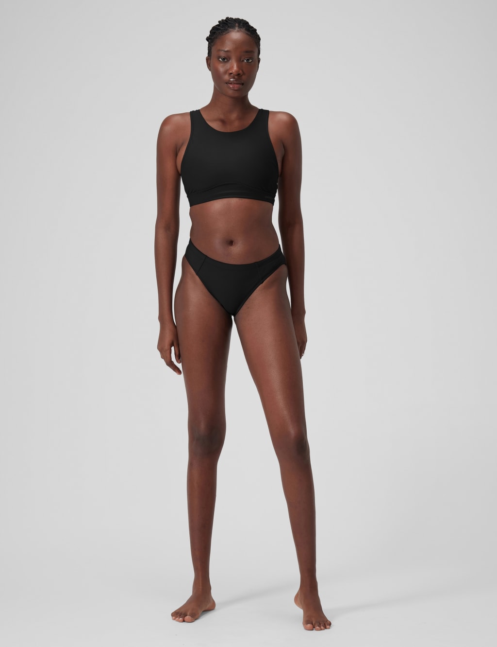 Solid High Neck Bikini Top with Mesh