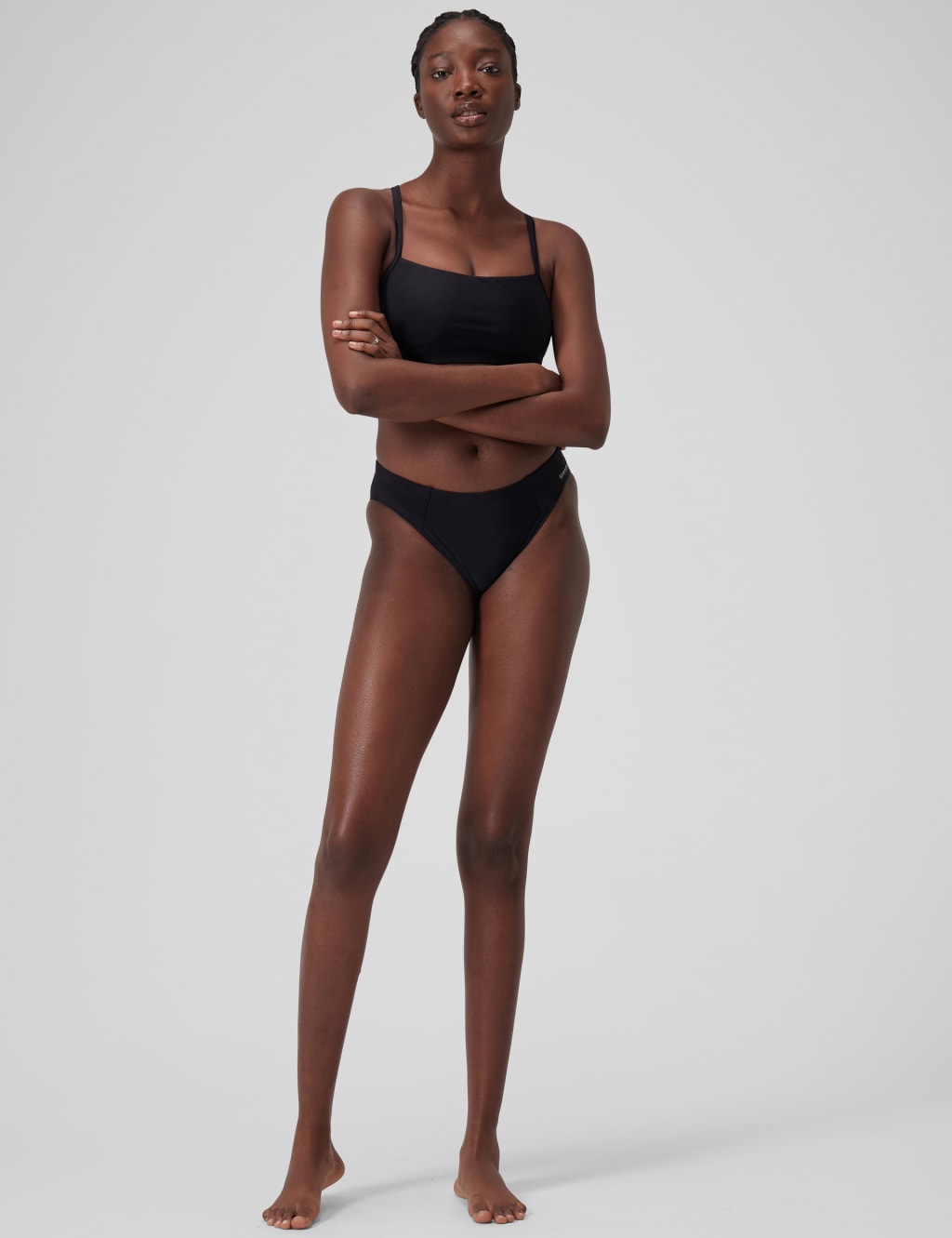 Speedo Women's Chlorine Resistant High Leg Bikini Bottoms - XXL - Black, Black