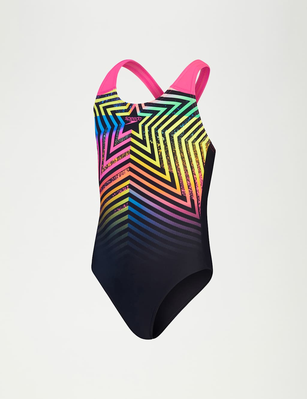 Speedo Digital Placement Splashback Star Swimsuit (5-16 Yrs) Black Mix