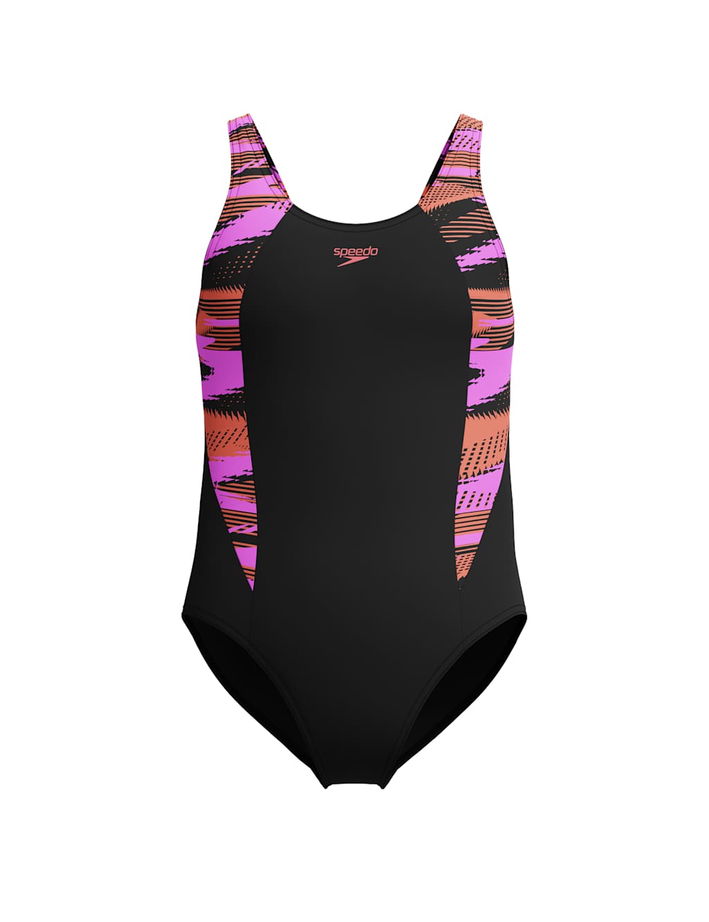 Speedo Girls Hyperboom Splice Muscleback Swimsuit (5-16 Yrs) - 15-16 - Black, Black,Blue
