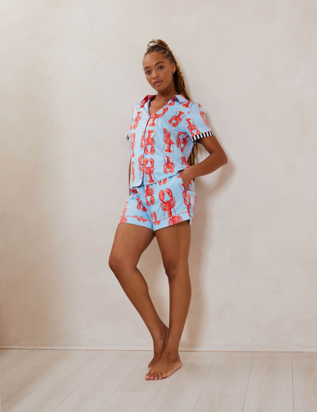 Satin Lobster Print Shortie Set