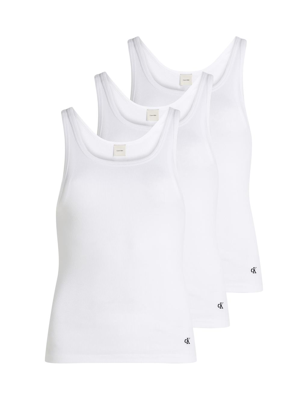 3pk Essentials Pure Cotton Rib Lounge Vests