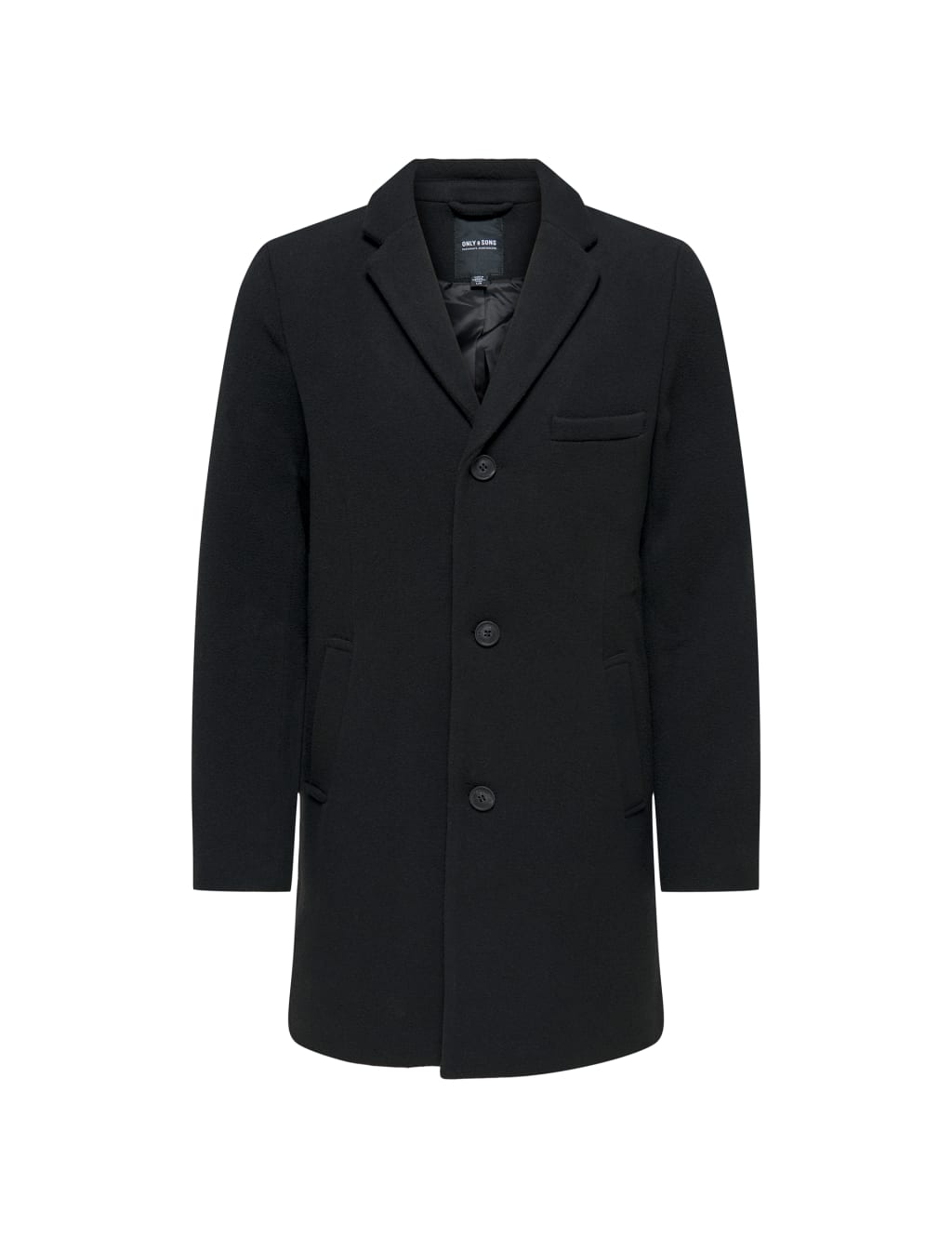 ONLY & SONS Overcoat with Wool Black