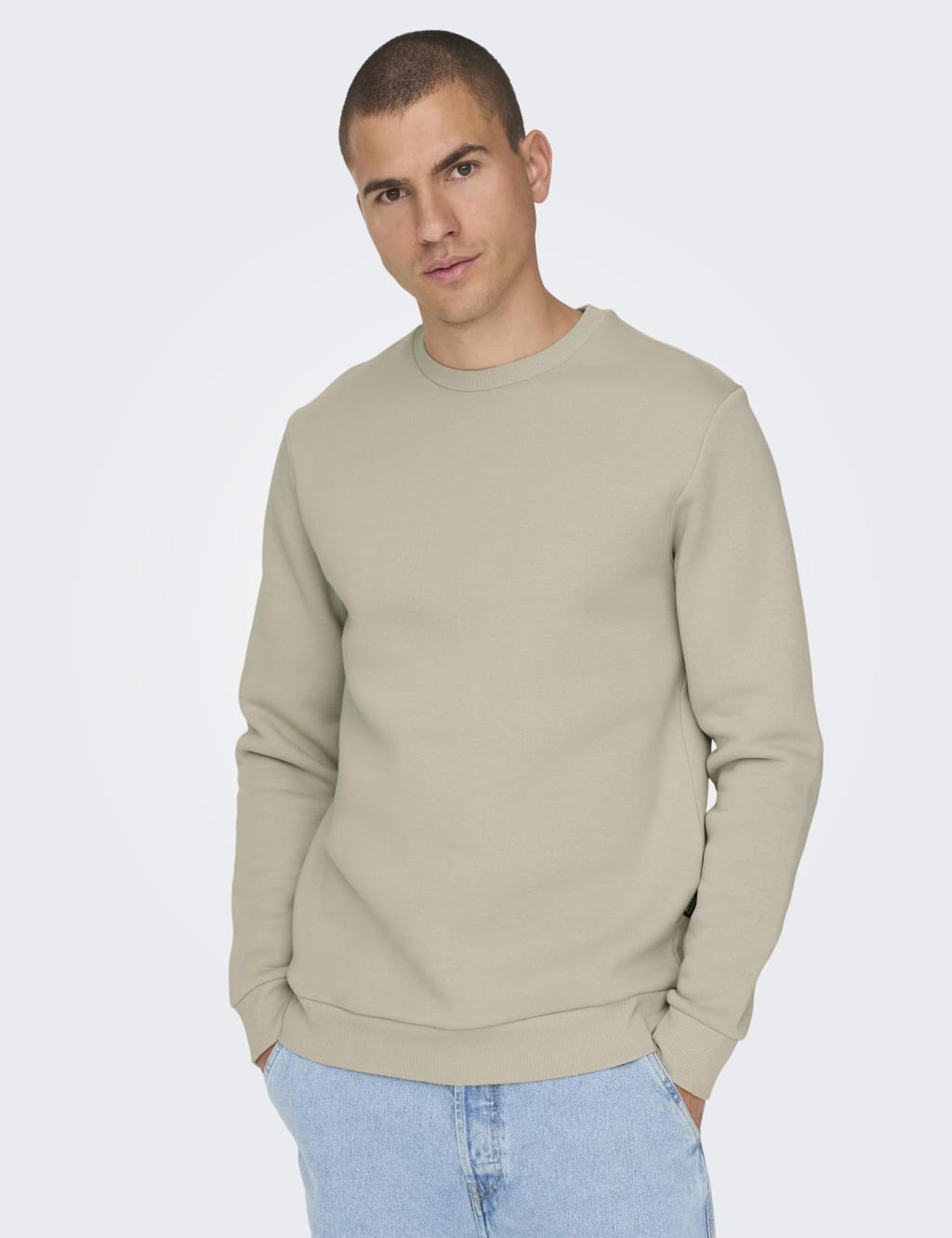 Only & Sons Men's Cotton Rich Crew Neck Sweatshirt - L - Beige, Light Grey,Beige,Black,Green