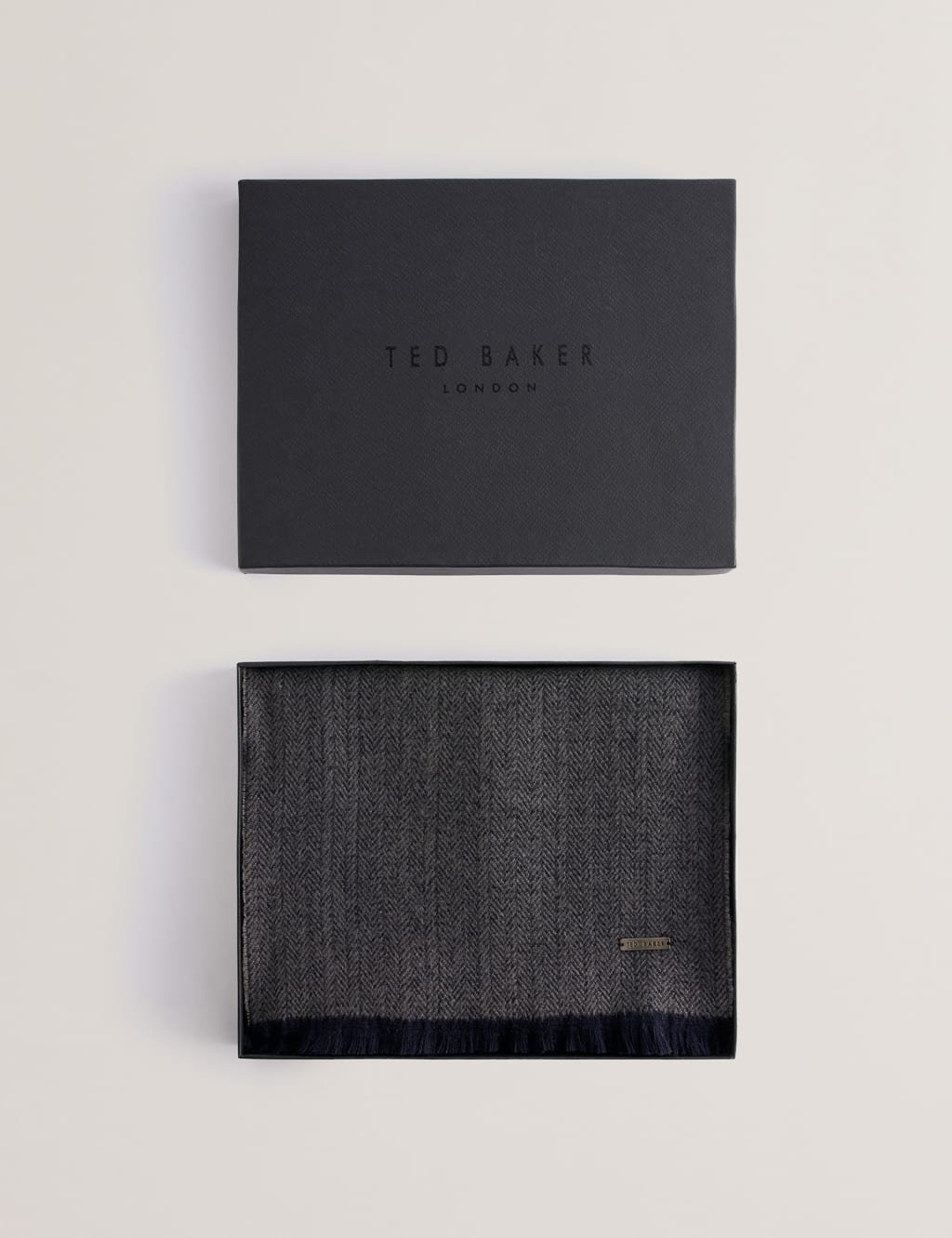Ted Baker Men's Lewiis Herringbone Colour Block Scarf - one size - Navy, Navy