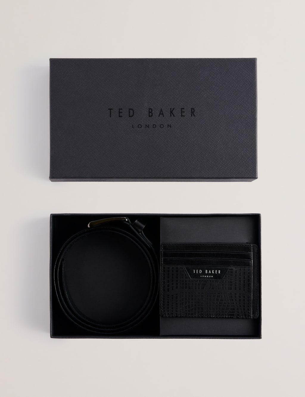 Ted Baker Men's Etwood Leather Belt and Cardholder Set - Black, Black