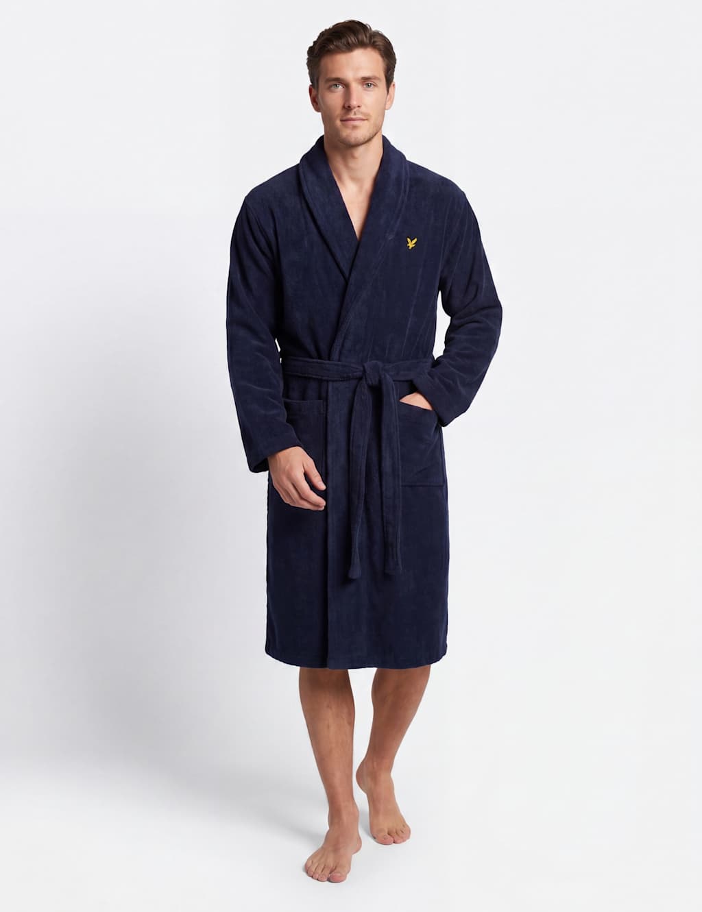 Lyle & Scott Men's Cotton Blend Dressing Gown - M - Navy - Available at M&S