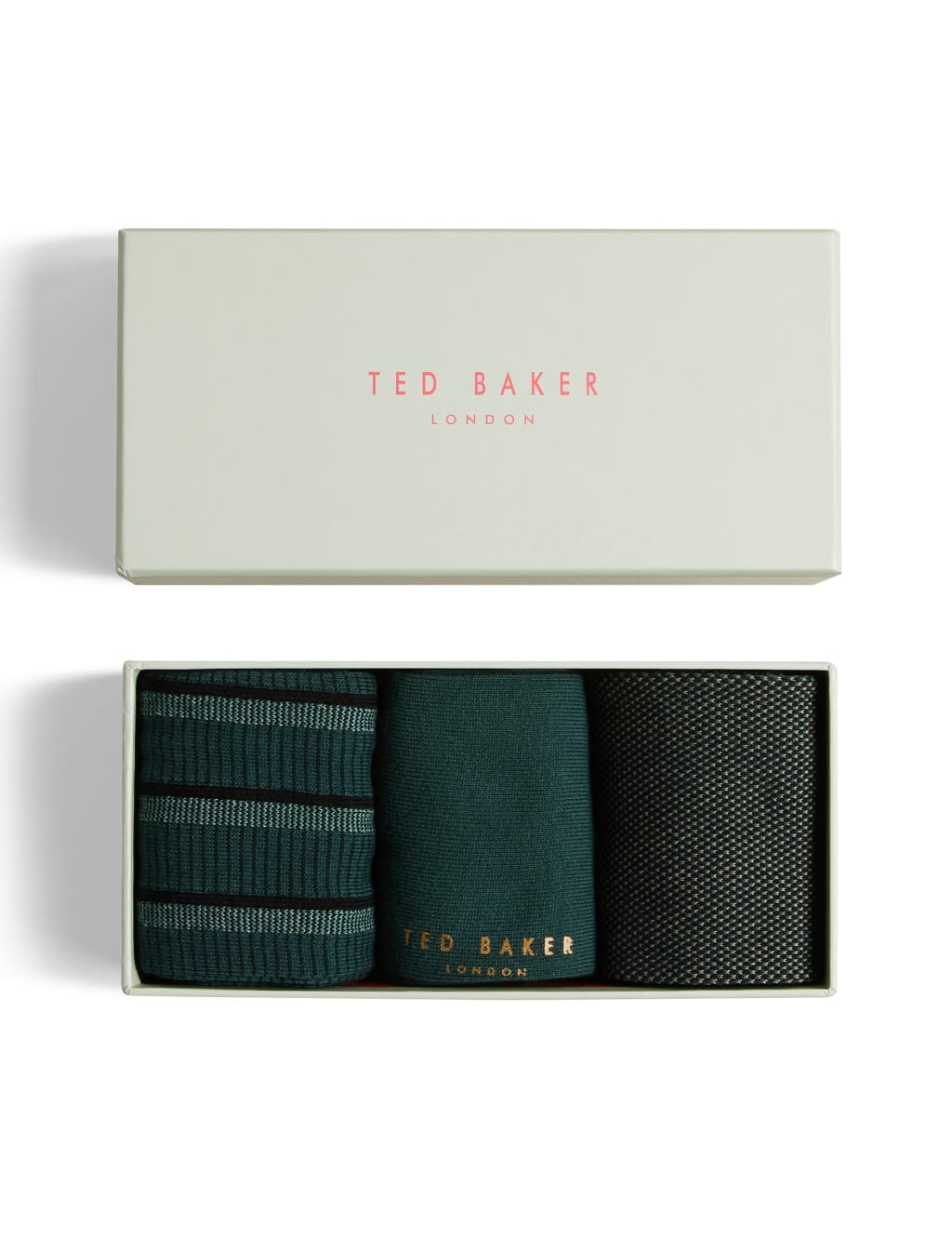 Ted Baker Men's 3pk Assorted Cotton Rich Socks - Green Mix, Green Mix